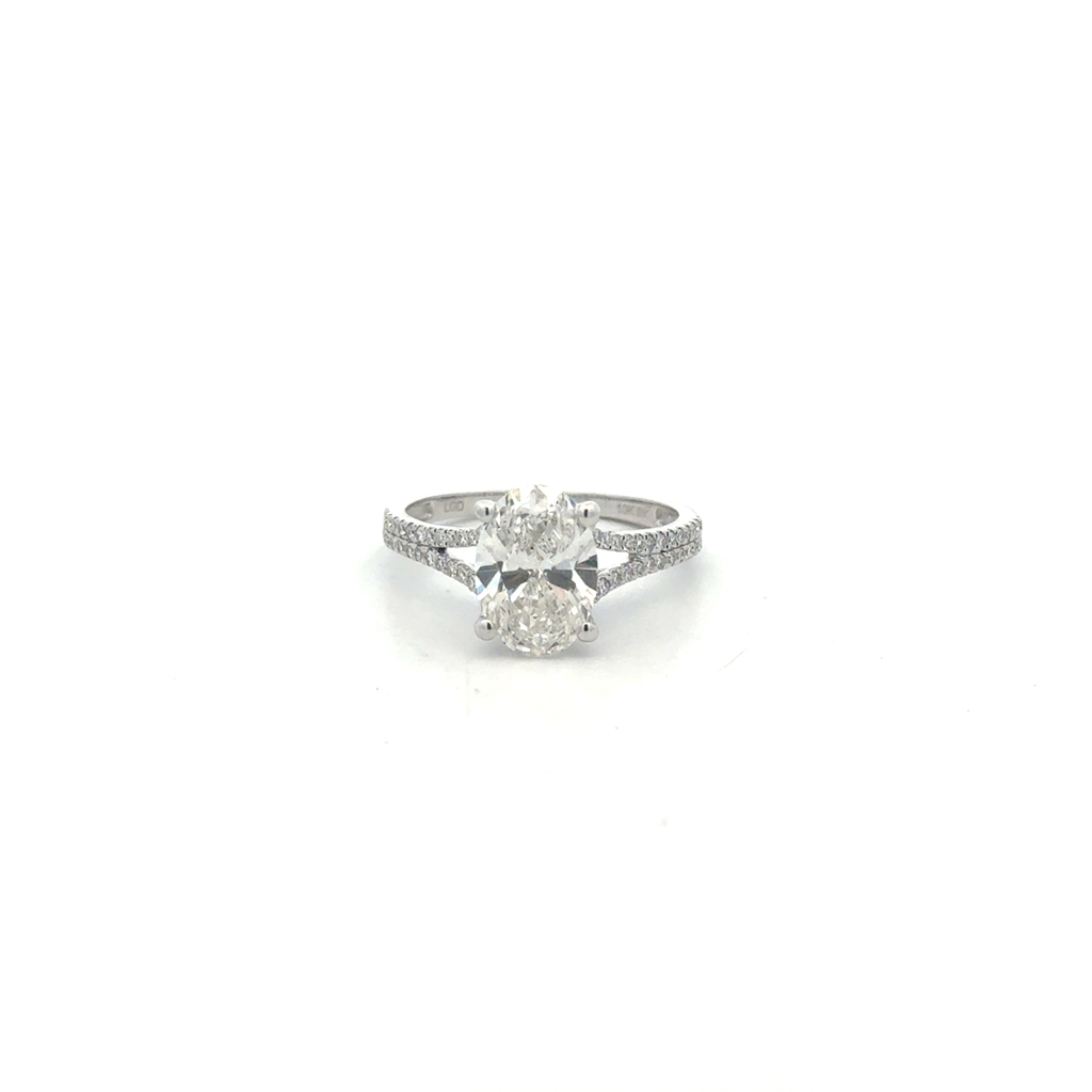Bague or blanc 10 carats, 225 points de diamant de laboratoire total, VS1/F, certificat