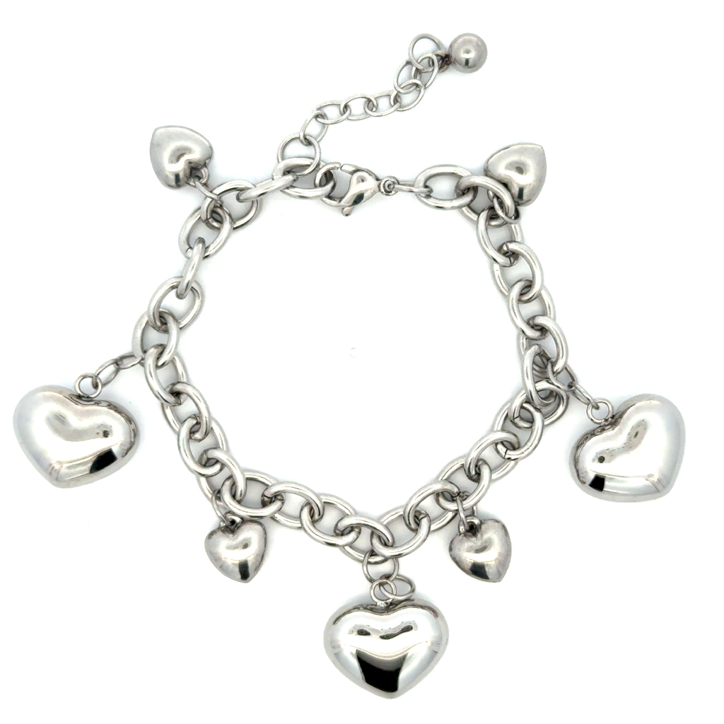 Bracelet coeurs, acier inoxydable