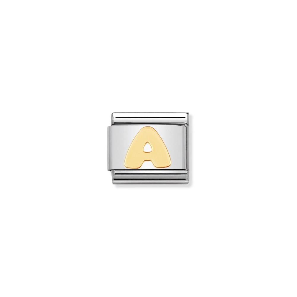 Maille classique lettre A, acier inoxydable, finition or jaune 18 carats - 03010101 - NOMINATION
