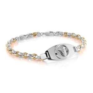 Bracelet médical, acier inoxydable 2 tons (blanc/jaune)