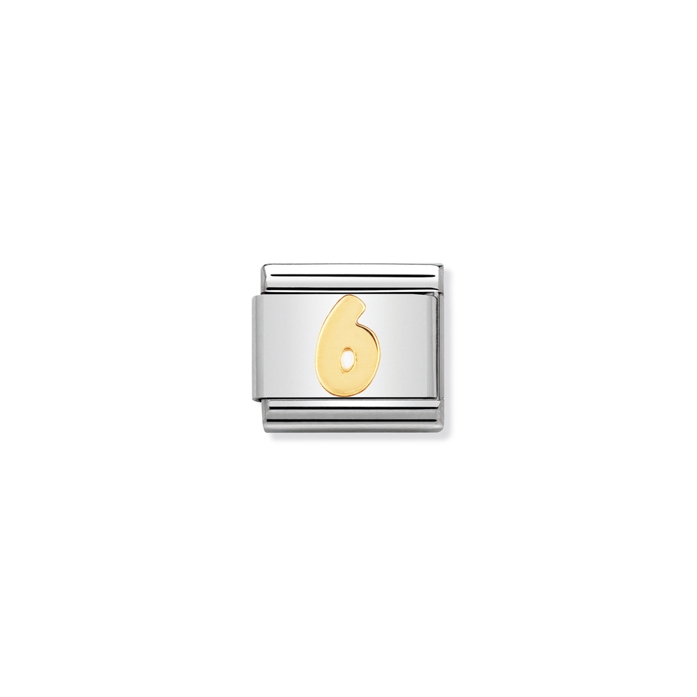 Maille classique chiffre 6, acier inoxydable, finition or jaune 18 carats - 03010206 - NOMINATION