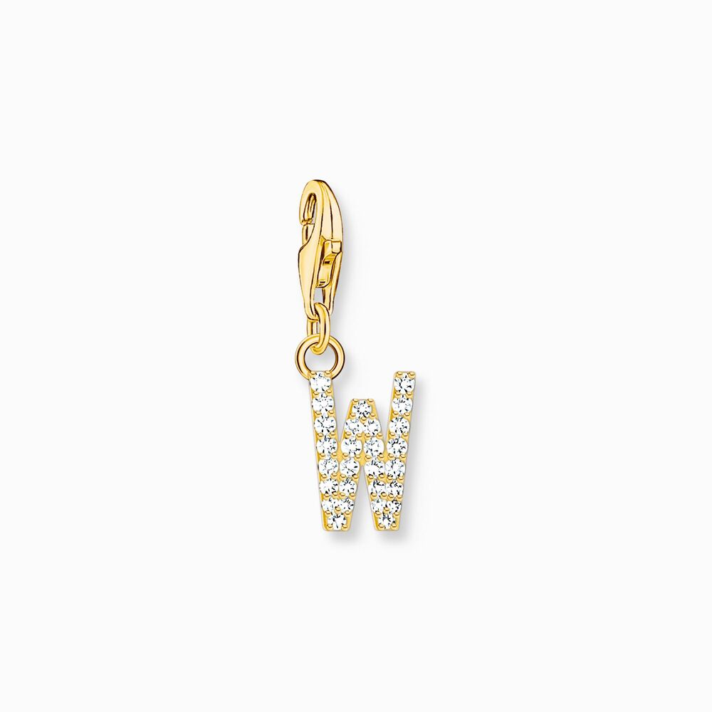 Charm lettre w, argent doré, zircons - 1986-414-14 - Thomas Sabo