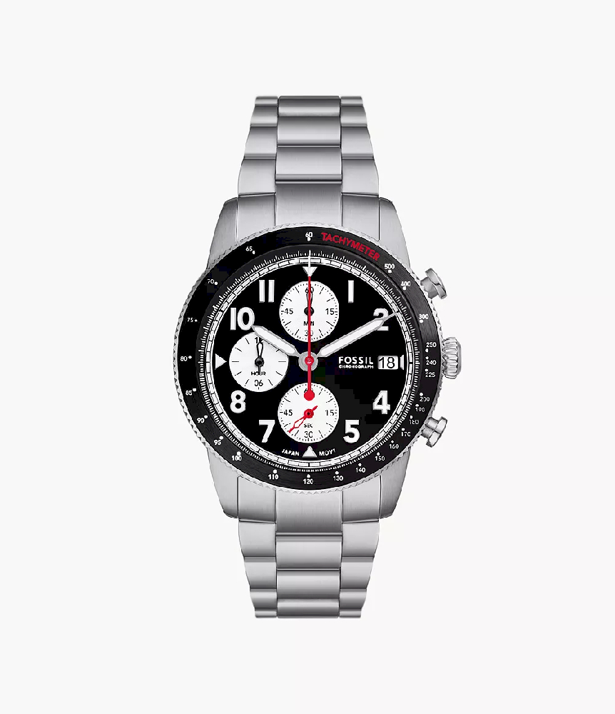 Montre chronographe, acier inoxydable, fond noir - FS6045 - Fossil