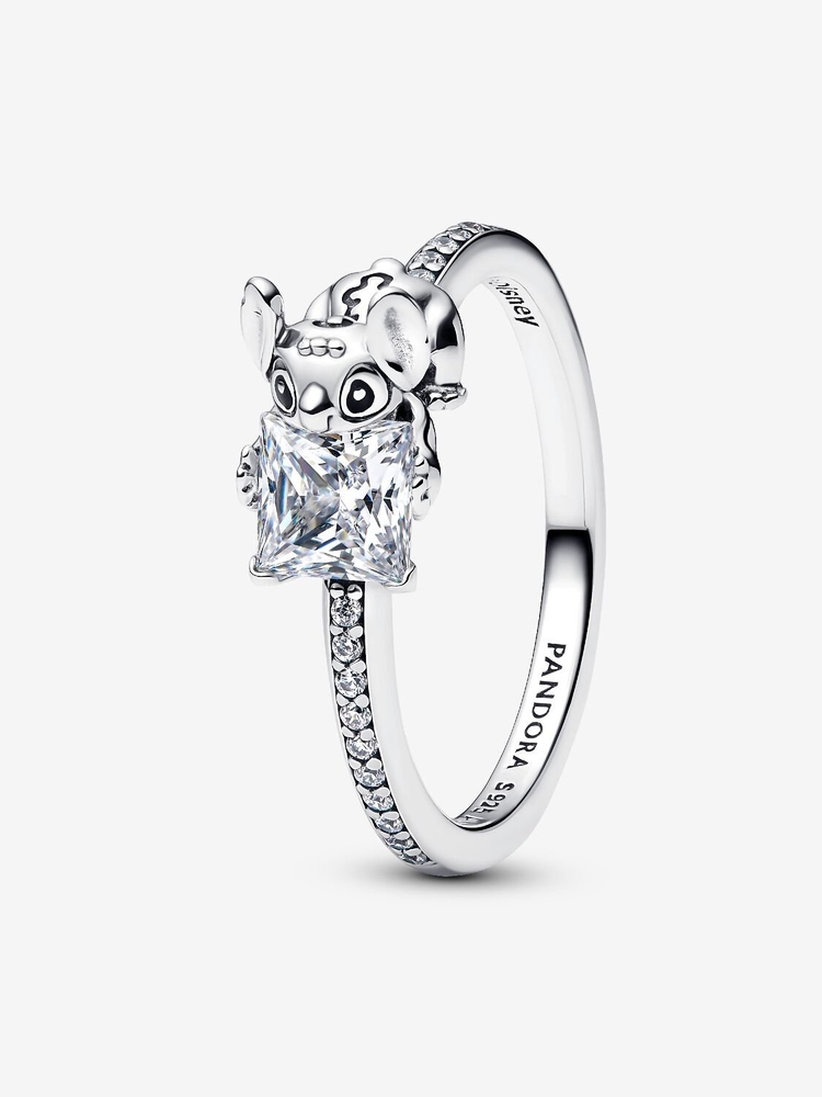 Bague Stitch de Disney, argent, émail noir, zircons incolores - 193740C01-52 - Pandora