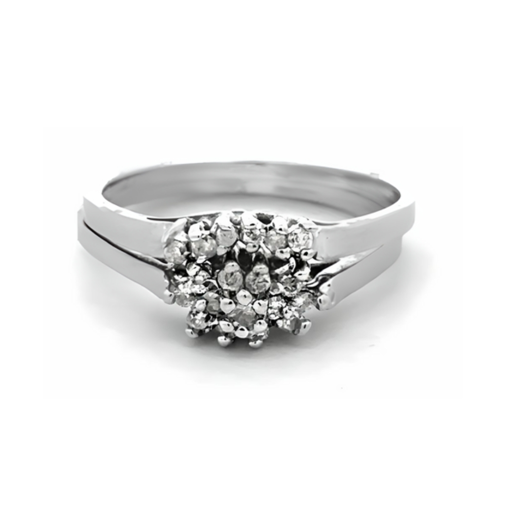 Ensemble d’alliances en or blanc 10K serti de diamants - LPR-2642 - Exclusivités