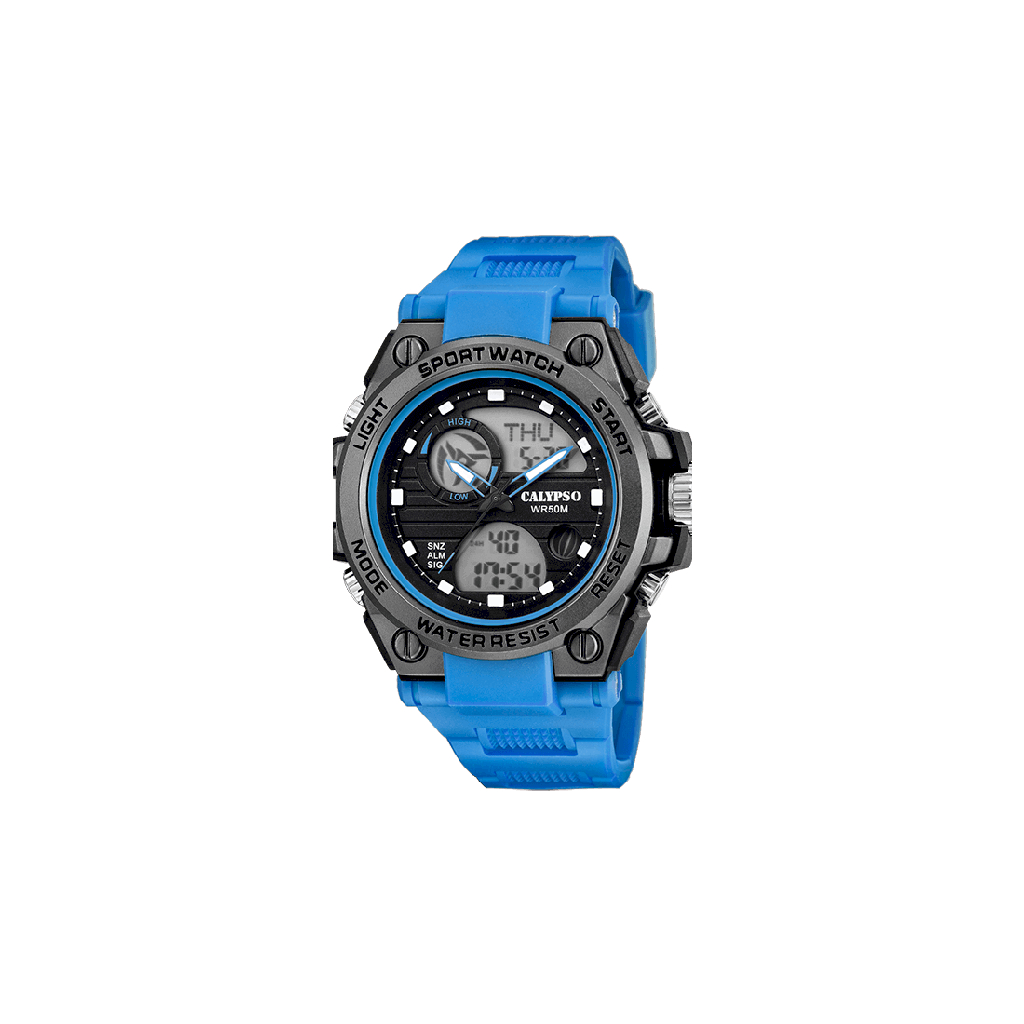 Montre silicone bleu et noir