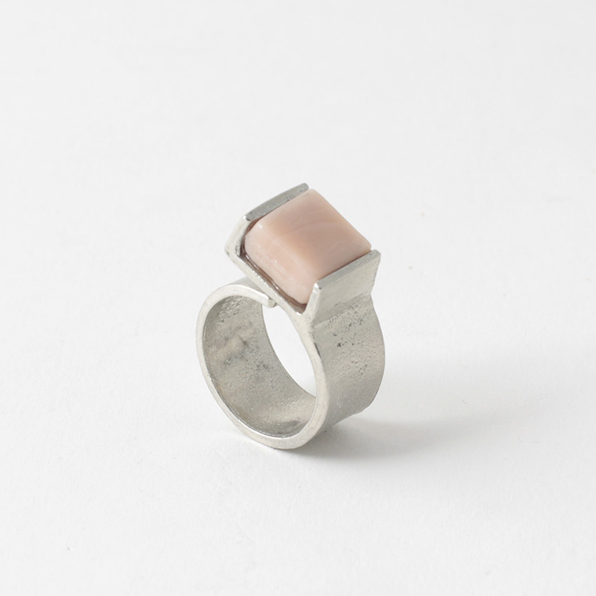 Bague ajustable étain verre Bague ajustable étain verre