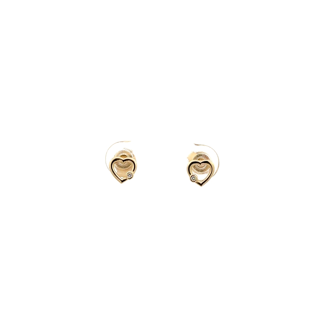 Boucles d'oreilles fixes coeurs, or jaune 10 carats, 1 point de diamant total, VS/GH - DNEB0054-01 - Exclusivité Boucles d'oreilles fixes coeurs, or jaune 10 carats, 1 point de diamant total, VS/GH - DNEB0054-01 - Exclusivité