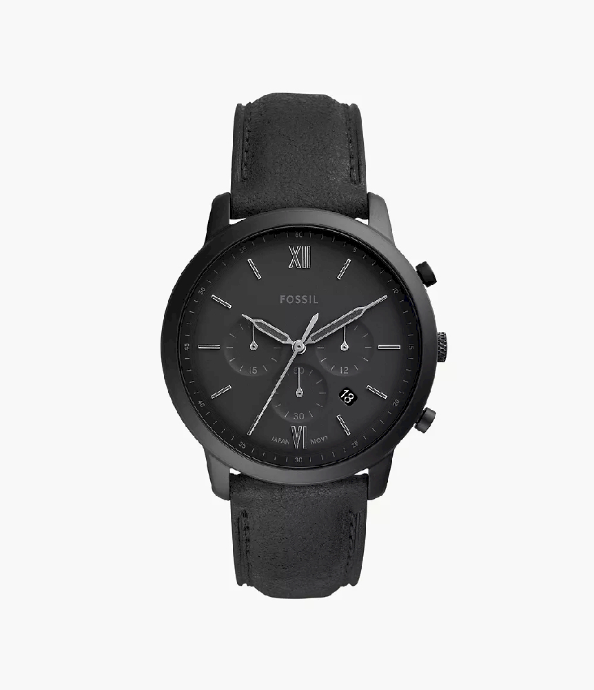 Montre cuir noir, acier inoxydable noir, fond noir - FS5503 - Fossil