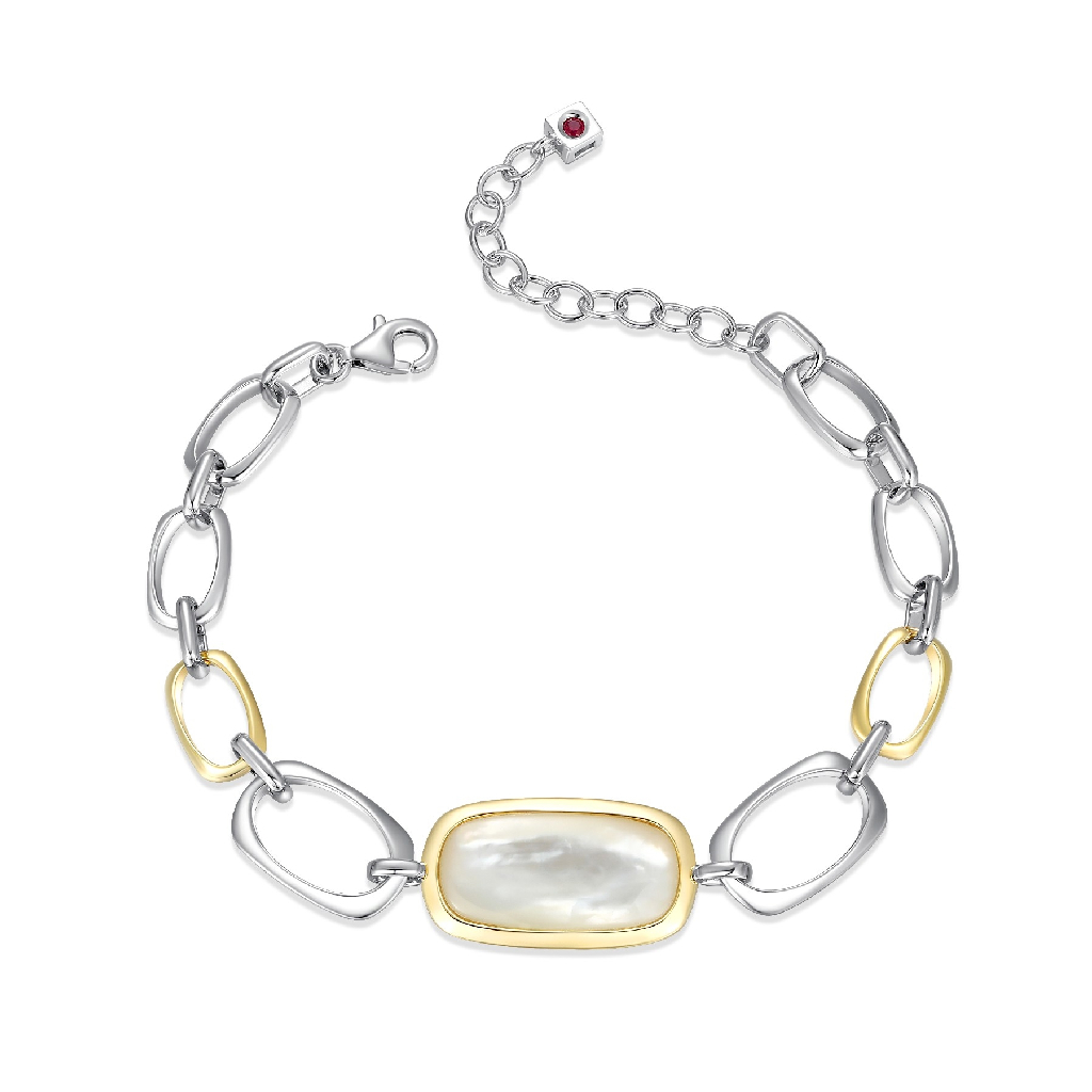 Bracelet argent 2 tons (blanc/jaune), nacre de perle - R1LAPAA94Q - Elle