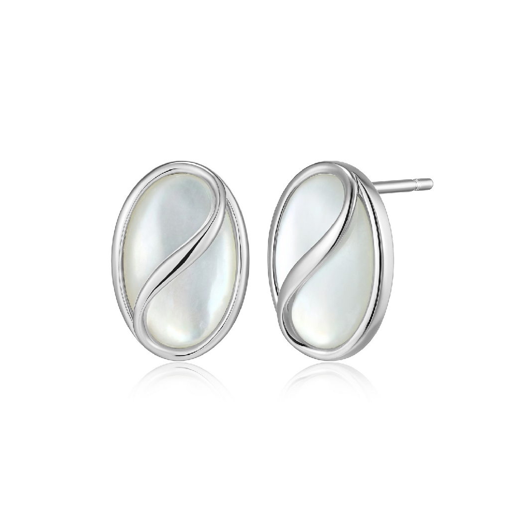 Boucles d'oreilles fixes argent rhodié, nacre de perle