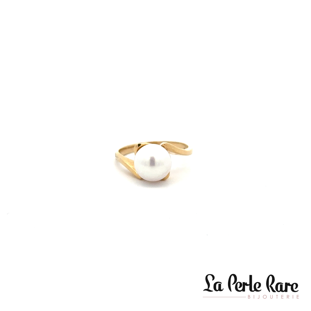 Bague or jaune perle eau douce 8.5- 9 mm - AP4-470B - Exclusivités