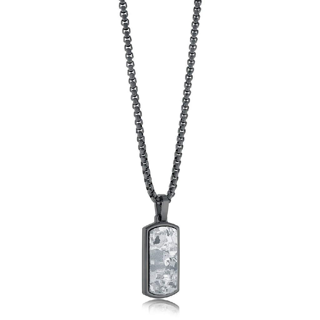 Pendentif plaque, acier inoxydable 2 tons (noir et blanc)