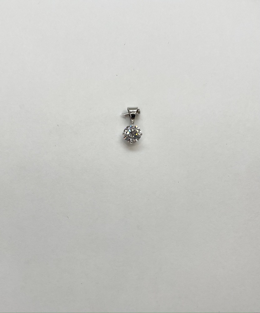 Pendentif or blanc, zircons 5 mm