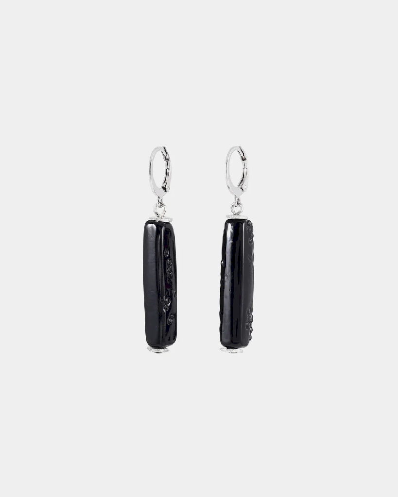 Boucles d'oreilles pendantes acier inoxydable, verre coloré - MIZAR-NOCTURNE - Anne-marie Chagnon