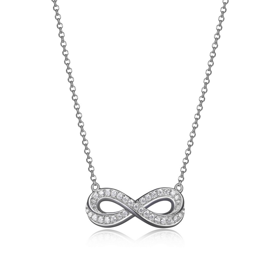 Collier symbole de l'infini, argent rhodié, zircons incolores - R0LBFP0044 - Elle