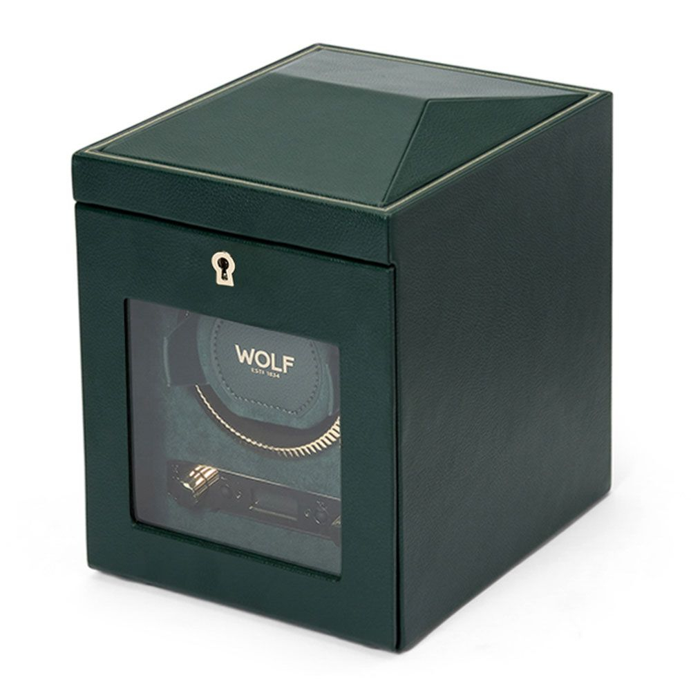 Coffre rotatif pour montre automatique, cuir vert - 793141 - WOLF