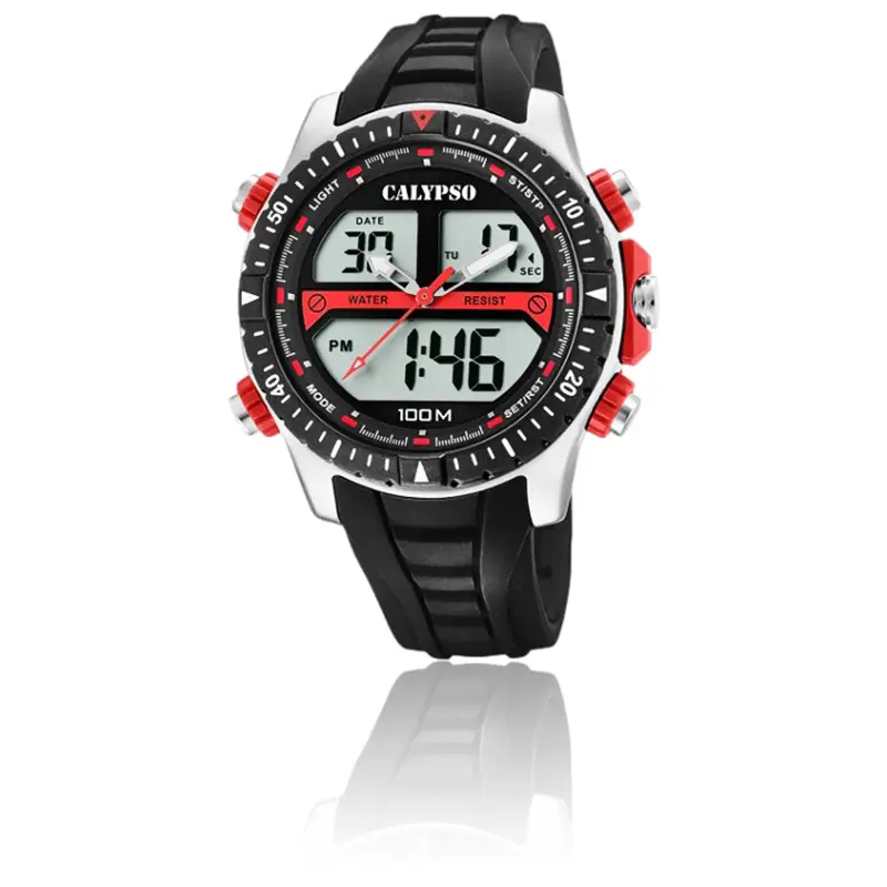 Watches Montre silicone K5511-4 Calypso noir/rouge