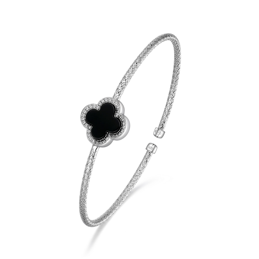 Bracelet Rigide Vintage Gravé - Couleur Argent Rhodié - Taille 632 - Occasion - Sans Marque