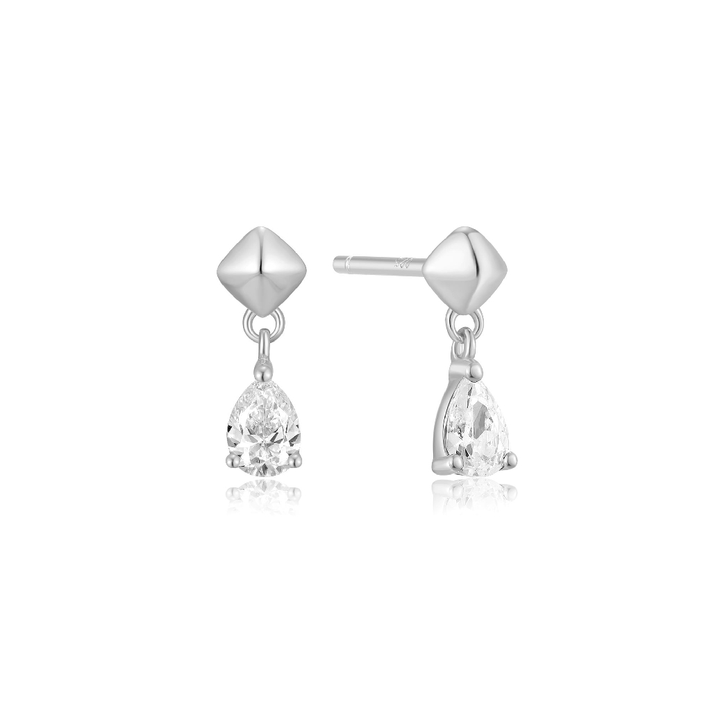 Boucles d'oreilles fixes argent rhodié, zircons incolores - E067-04H - Ania Haie