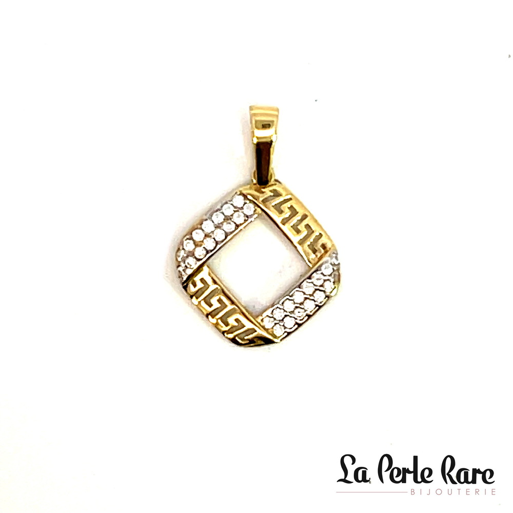 Pendentif de style Versace, or jaune 10 carats, zircons incolores - PDC46-4870-J - Exclusivités