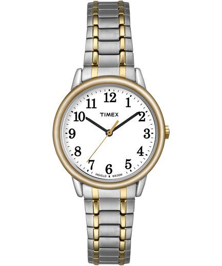 Montre extensible, acier 2 tons (blanc et jaune), fond blanc - TW2P787009J - Timex