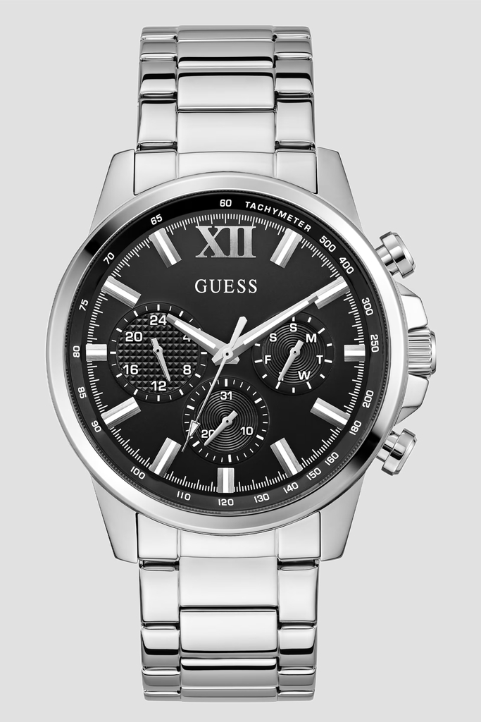 Montre acier inoxydable, fond noir