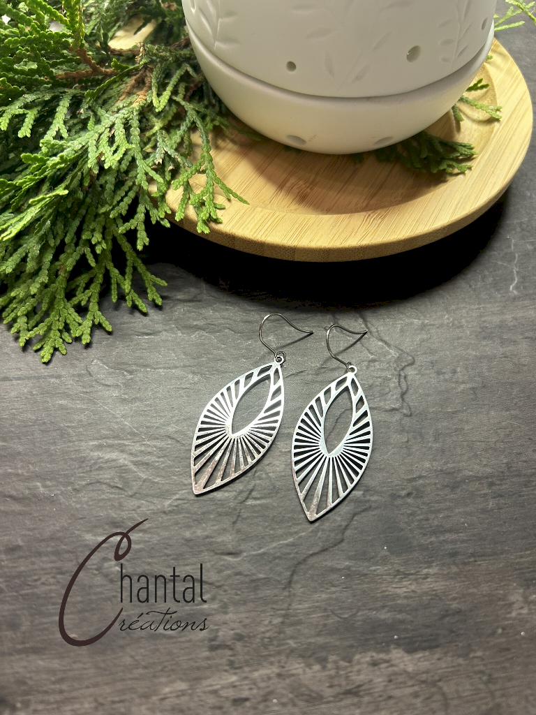Boucles d'oreilles pendantes Marquises, acier inoxydable - 25-BO-49 - Création Chantal