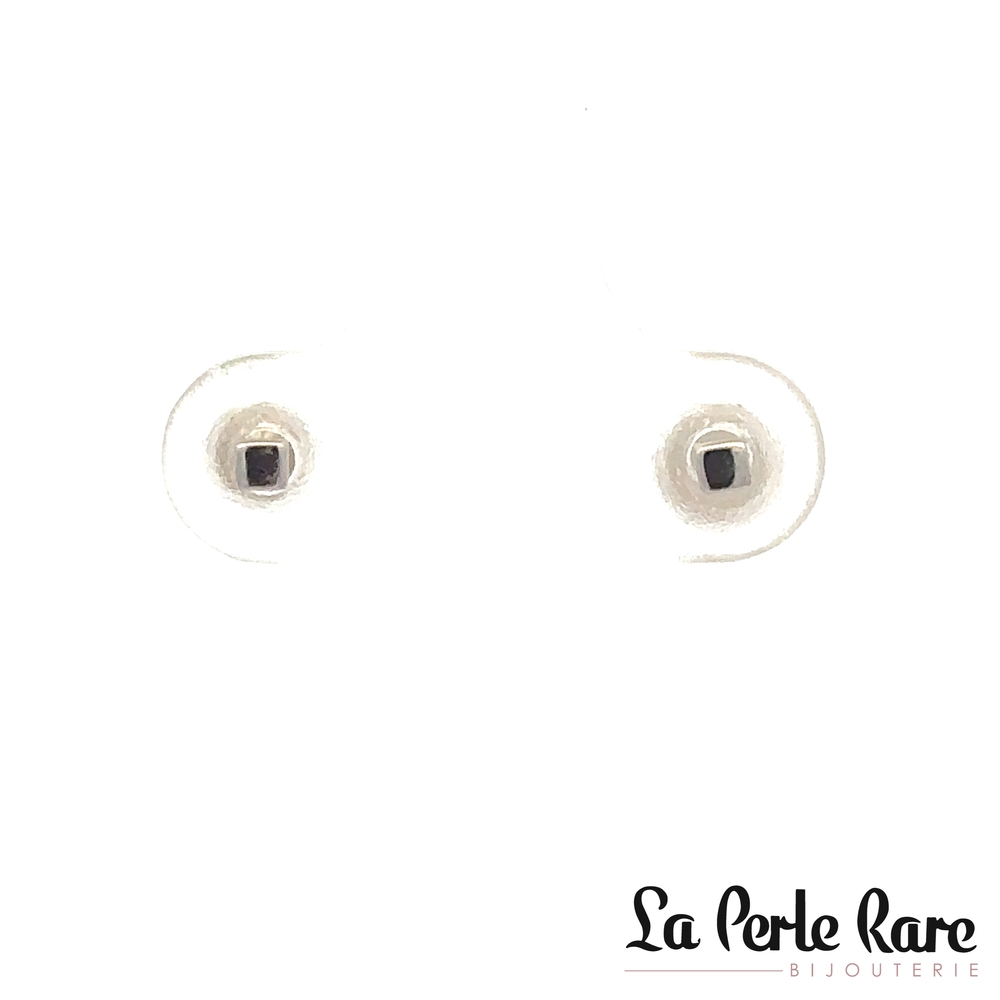 Boucles d'oreilles fixes carrées, or blanc 10 carats, 2 millimètres - 4423-2B - Exclusivités
