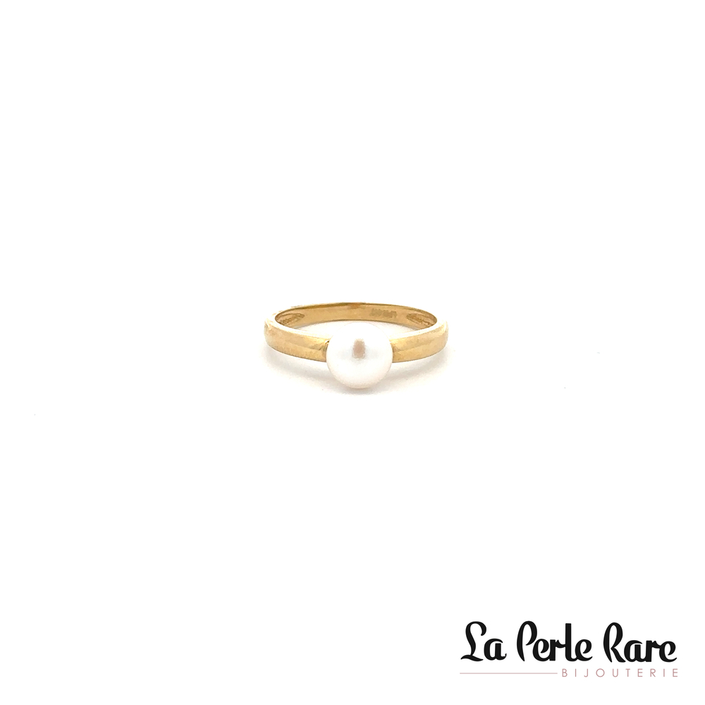 Bague en or jaune avec perle blanche - SA2-14-J-BG - Exclusivités