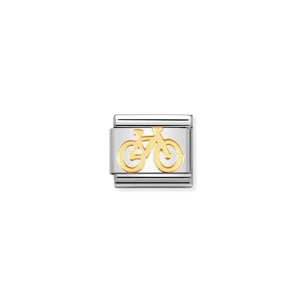 Maille classique vélo, acier inoxydable, finition or jaune 18 carats