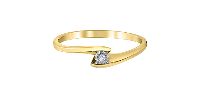 Bague or 2 tons (jaune et blanc) 10 carats, diamant de 1 point