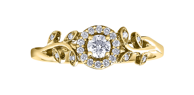 Bague or 2 tons (jaune/blanc) 10 carats, 25 points de diamants canadien total, certificat - AM481YG25 - Corona