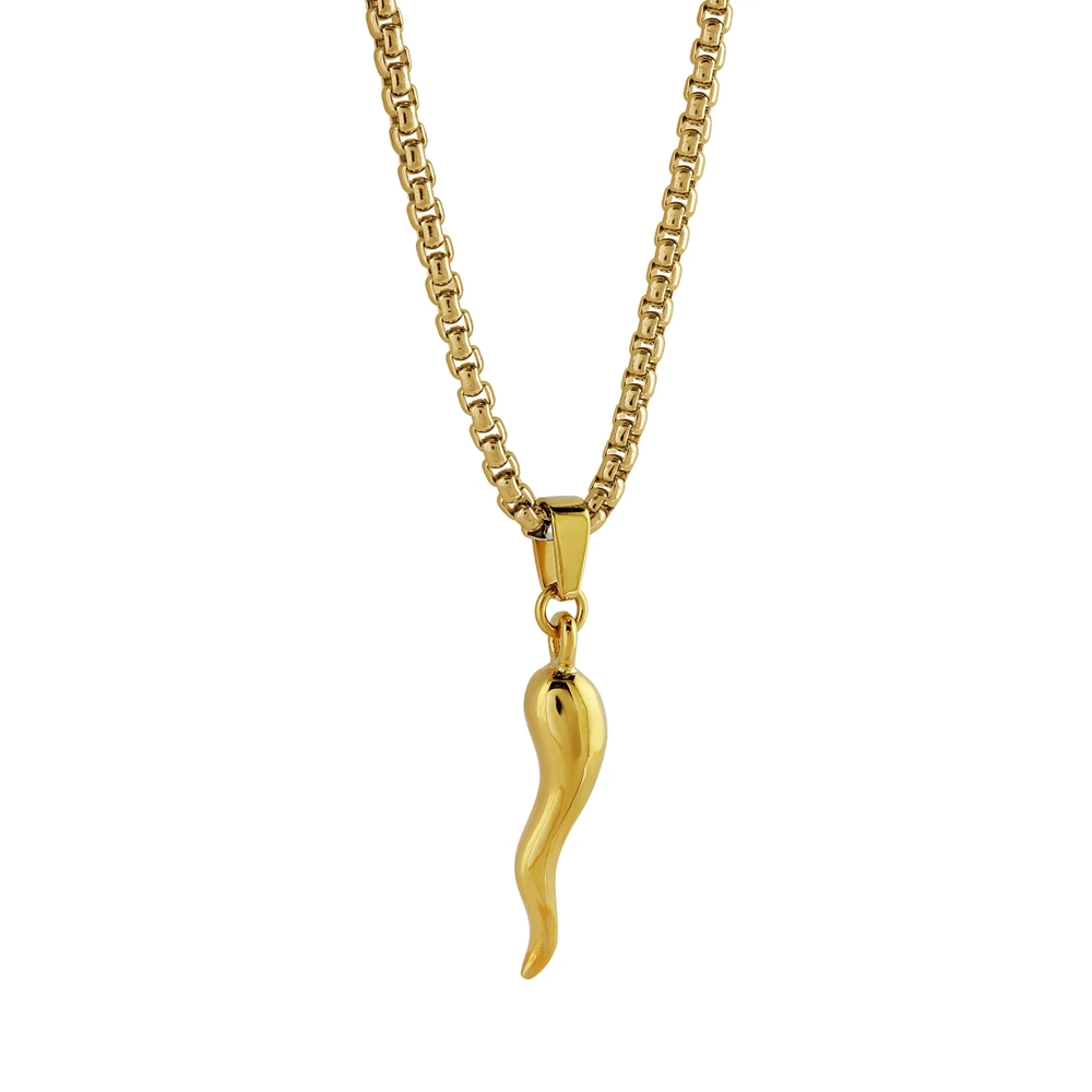 Pendentif corne d'abondance, acier inoxydable doré - SP94 - Italgem Steel
