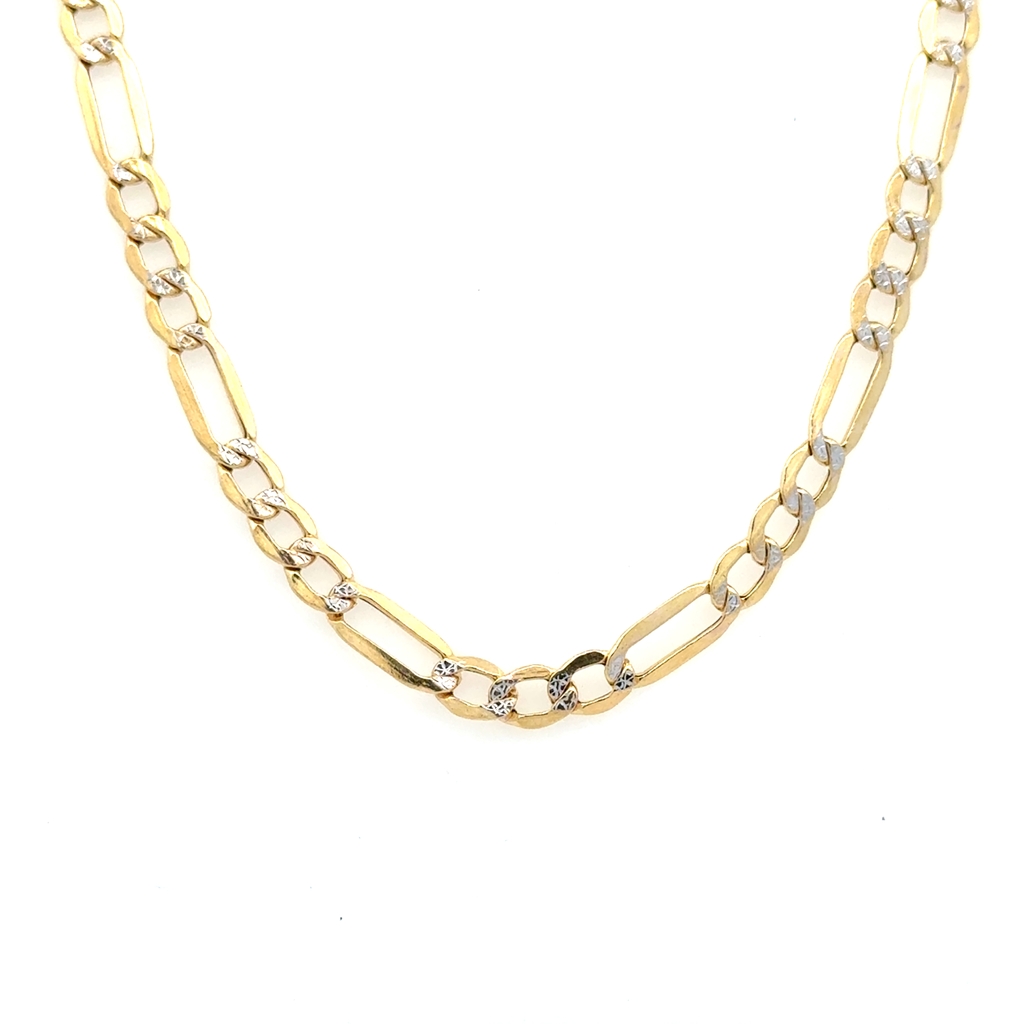 Chaîne figaro, or 2 tons (jaune et blanc) 10 carats