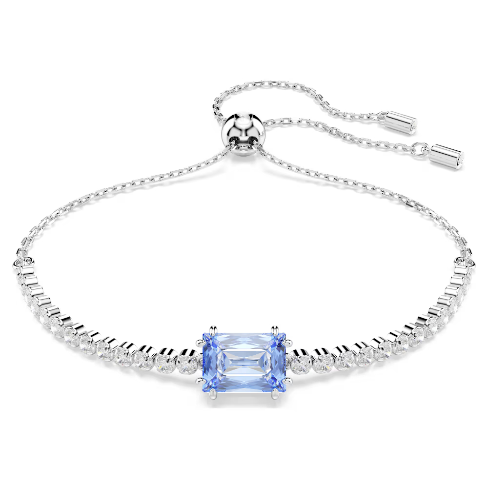 Bracelet coulissant, métal rhodié, cristaux blancs et bleu - 5693412 - Swarovski