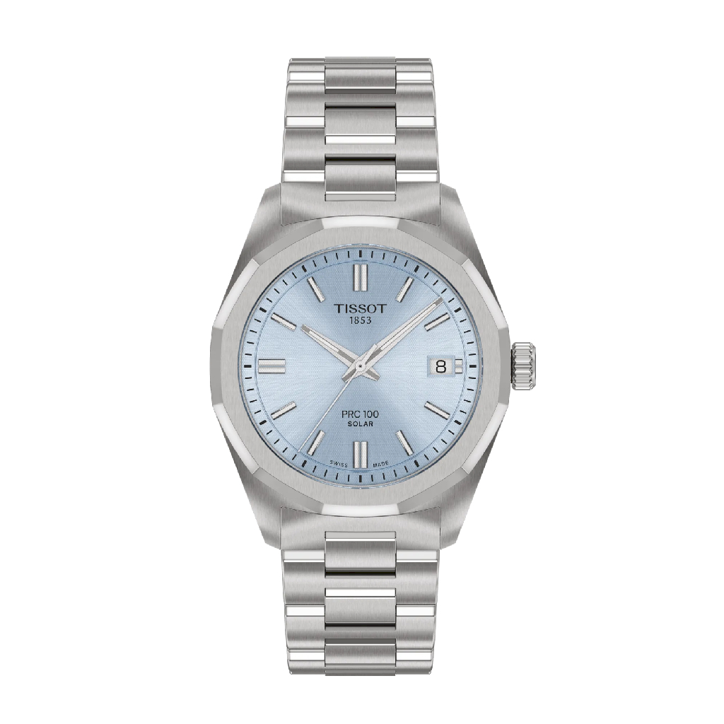 PRC 100 Solar watch, stainless steel, blue dial