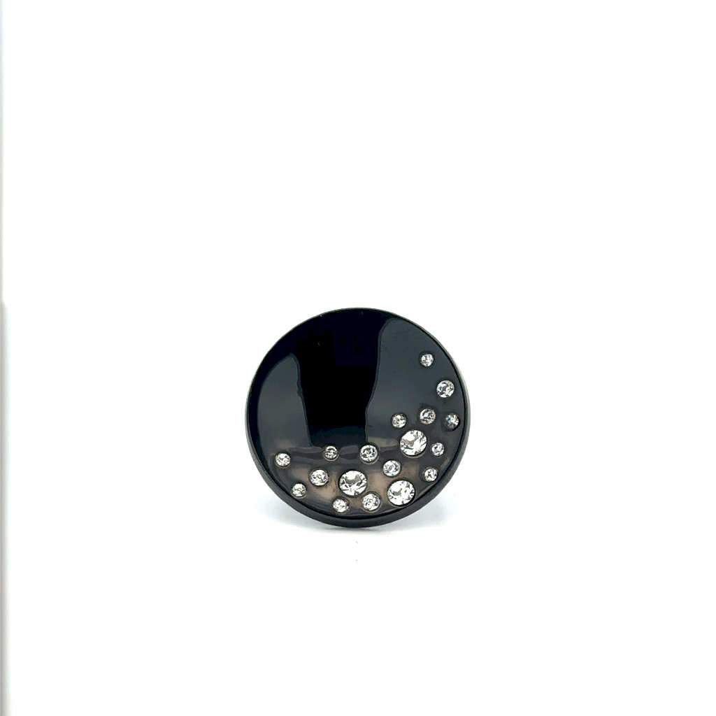 Bague acier inoxydable noir, zircons