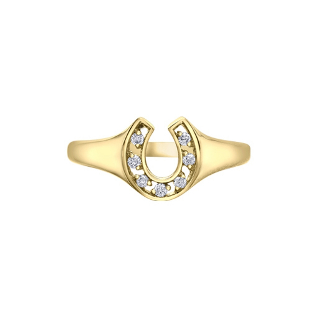 Bague fer à cheval or jaune 7 pts diamants - DD8096Y - Corona