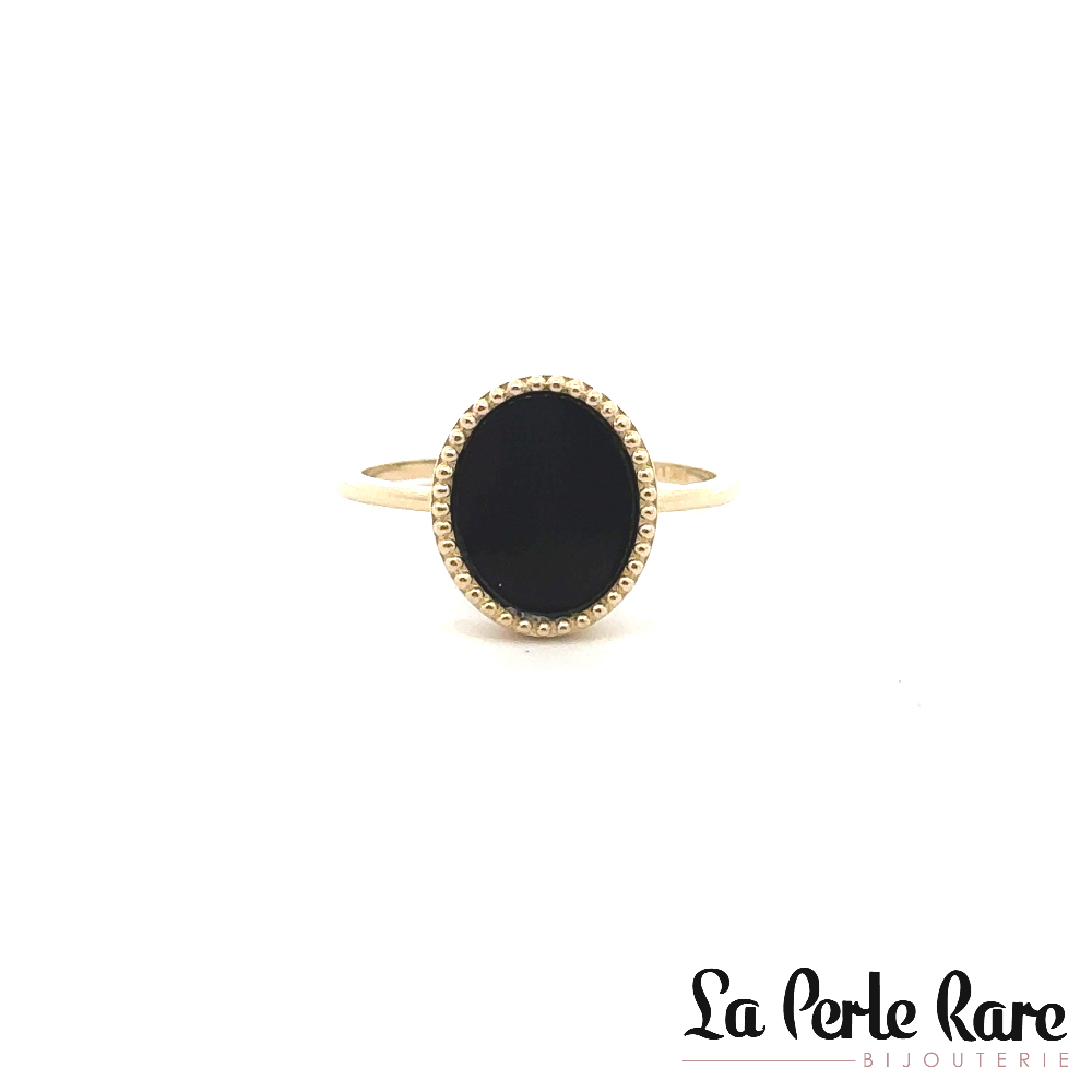 Bague or jaune 10 carats, onyx - ST49307ON - Pure Romance