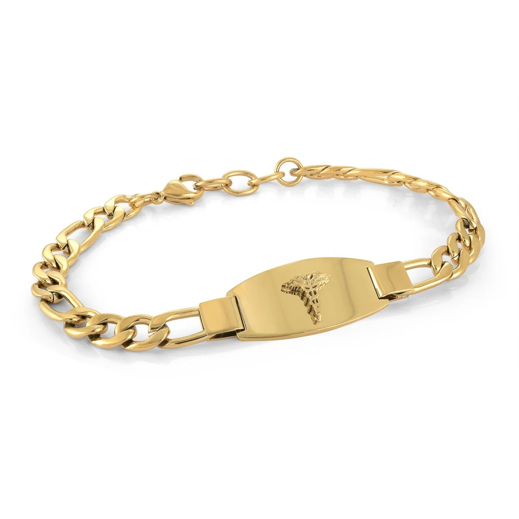 Bracelet médical figaro, acier inoxydable doré - SMAB72 - Italgem Steel