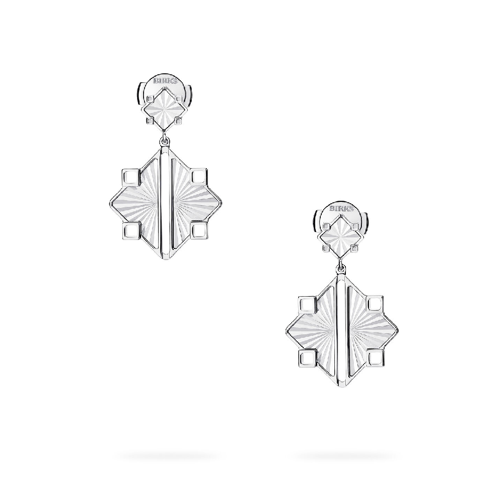 Boucles d'oreilles pendantes guillochée Birks Muse, argent - 450018473417 - Birks