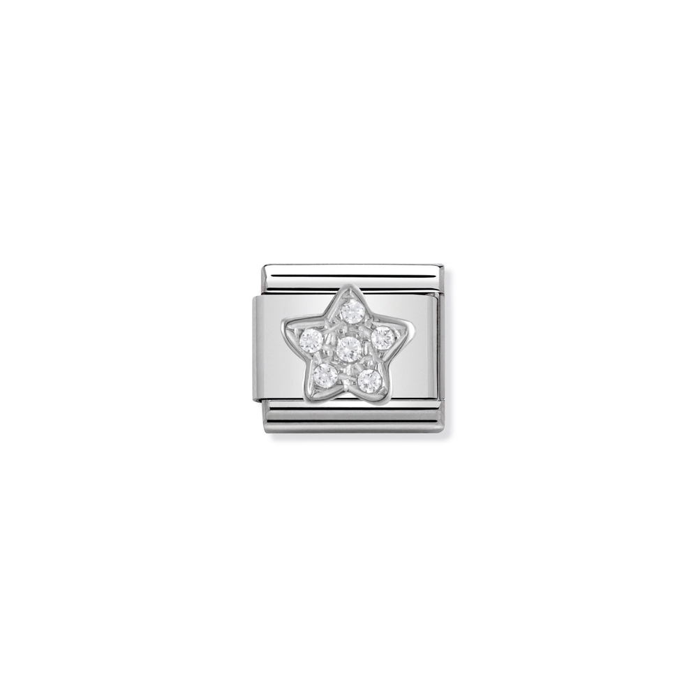 Maille classique étoile, acier inoxydable, argent, zircons incolores - 33030402 - NOMINATION