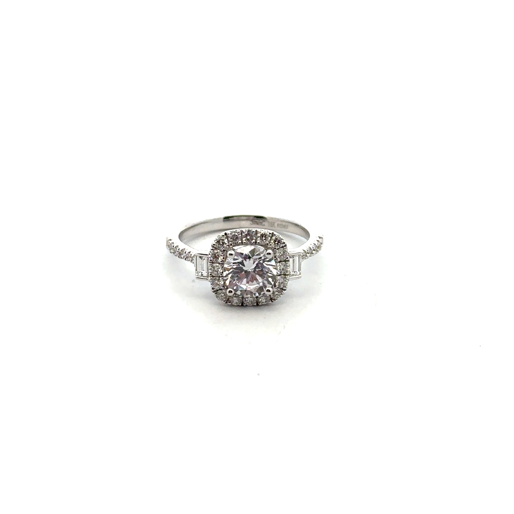 Bague en or blanc 18 carats avec diamants VS et zircon central pour femme - NR523 - Simon G