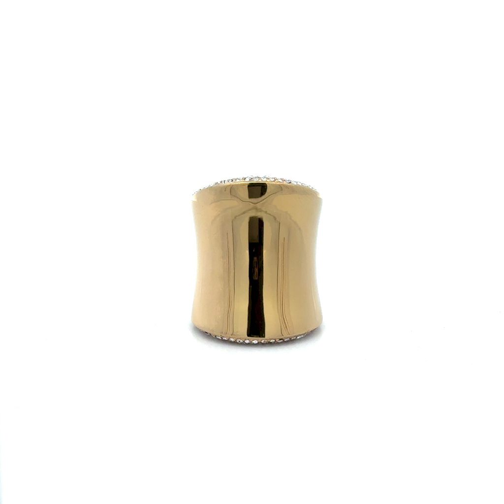 Bague acier inoxydable doré, zircons incolores
