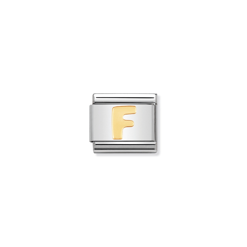 Maille classique lettre F, acier inoxydable, finition or jaune 18 carats - 03010106 - NOMINATION