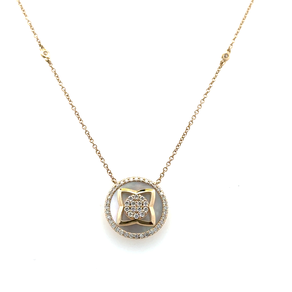 Collier or jaune 14 carats, nacre de perle, 43 points de diamant total - NR4039-043YD - Exclusivité