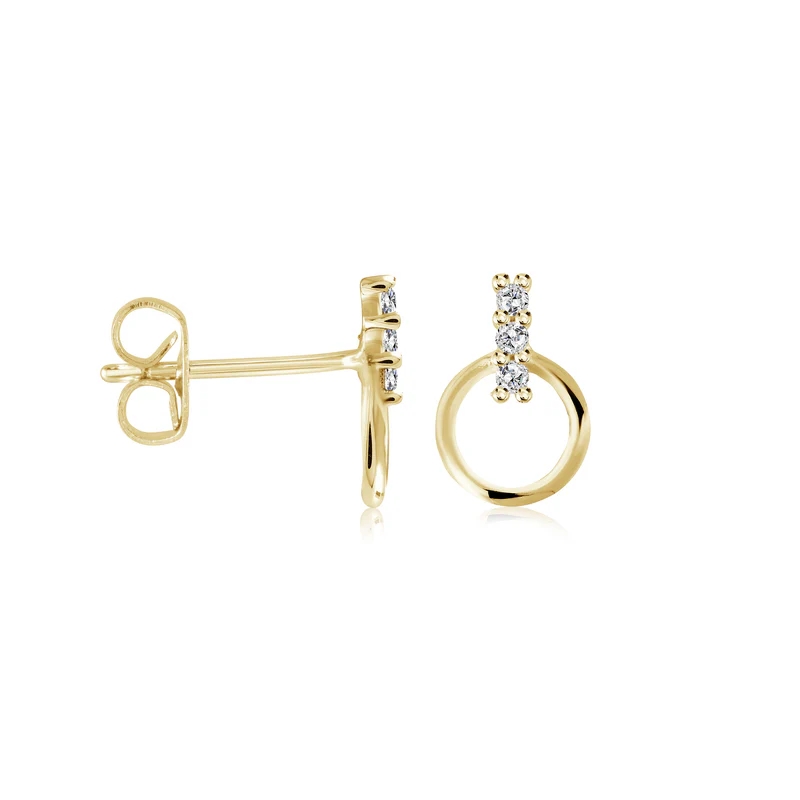 Boucles d'oreilles fixes acier inoxydable doré, zircons incolores - SEA405 - Veloria