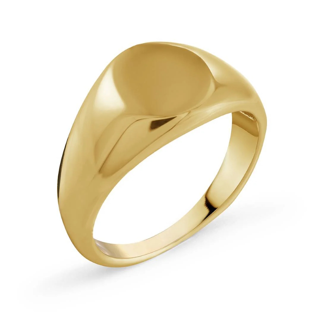 Bague chevalière, acier inoxydable doré