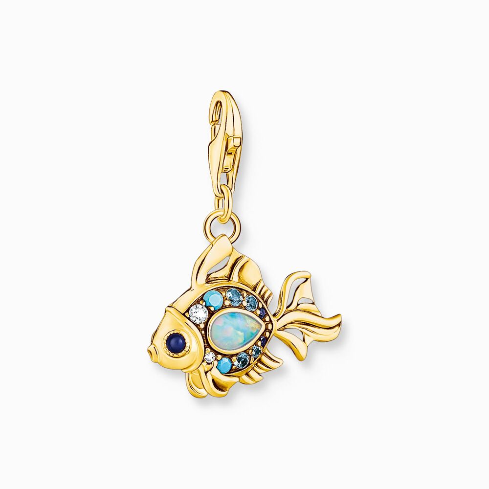 Charm poisson, argent doré, pierres multicolores - 1921-959-7 - Thomas Sabo